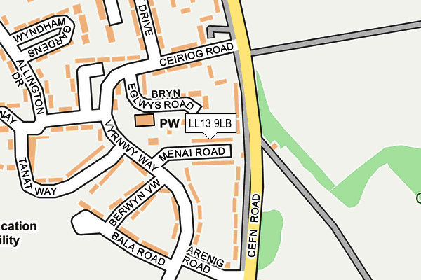 LL13 9LB map - OS OpenMap – Local (Ordnance Survey)