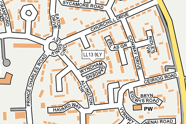 LL13 9LY map - OS OpenMap – Local (Ordnance Survey)