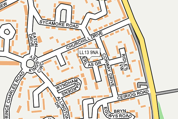 LL13 9NA map - OS OpenMap – Local (Ordnance Survey)