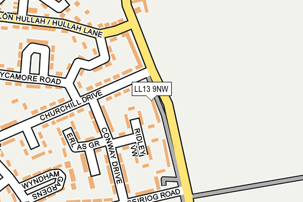 LL13 9NW map - OS OpenMap – Local (Ordnance Survey)