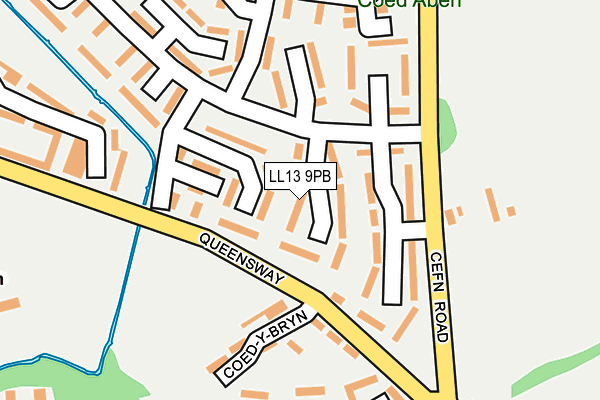 LL13 9PB map - OS OpenMap – Local (Ordnance Survey)