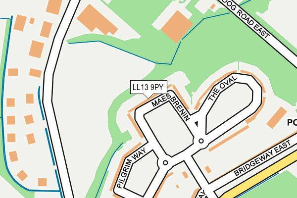 LL13 9PY map - OS OpenMap – Local (Ordnance Survey)