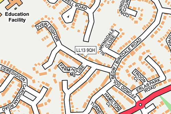 LL13 9QH map - OS OpenMap – Local (Ordnance Survey)