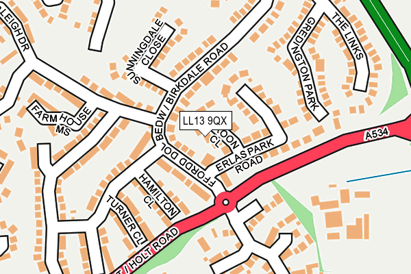 LL13 9QX map - OS OpenMap – Local (Ordnance Survey)