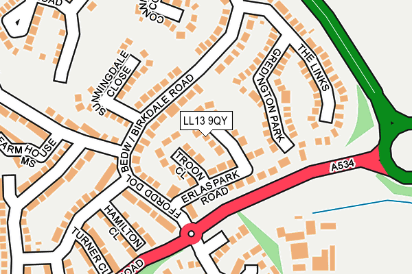 LL13 9QY map - OS OpenMap – Local (Ordnance Survey)