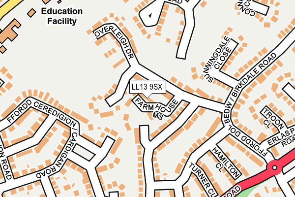 LL13 9SX map - OS OpenMap – Local (Ordnance Survey)