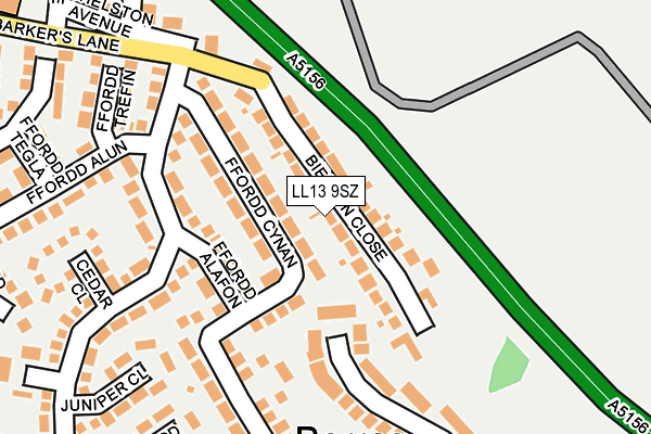 LL13 9SZ map - OS OpenMap – Local (Ordnance Survey)