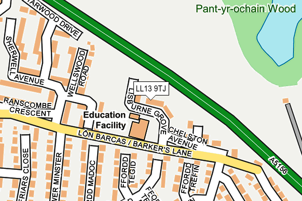 LL13 9TJ map - OS OpenMap – Local (Ordnance Survey)