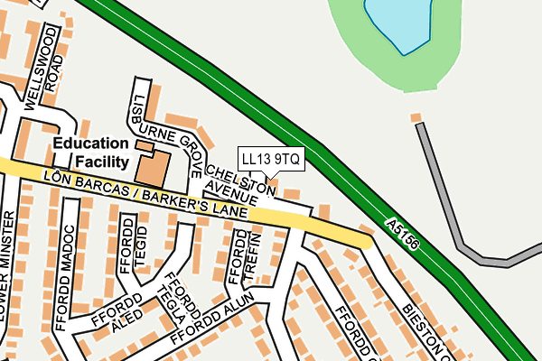 LL13 9TQ map - OS OpenMap – Local (Ordnance Survey)