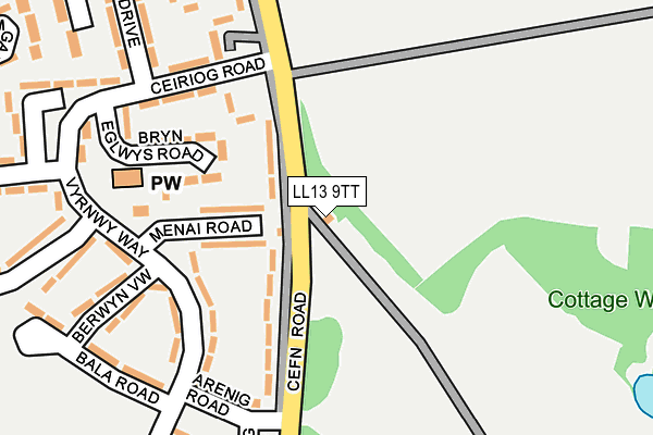 LL13 9TT map - OS OpenMap – Local (Ordnance Survey)
