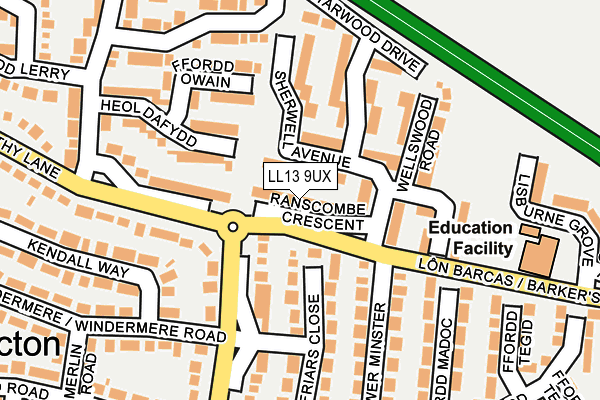 LL13 9UX map - OS OpenMap – Local (Ordnance Survey)