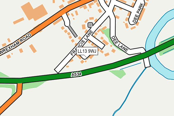 LL13 9WJ map - OS OpenMap – Local (Ordnance Survey)