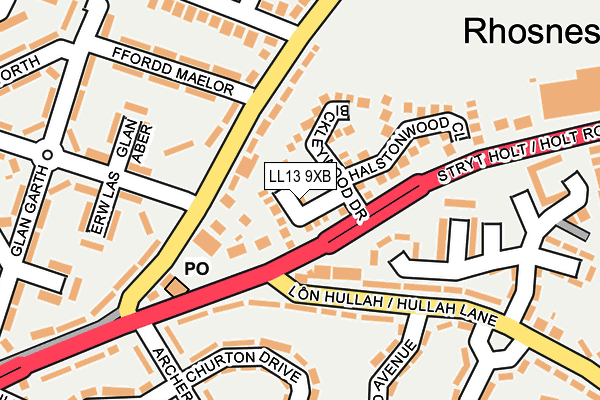 LL13 9XB map - OS OpenMap – Local (Ordnance Survey)