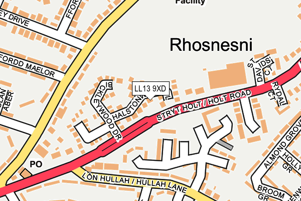 LL13 9XD map - OS OpenMap – Local (Ordnance Survey)