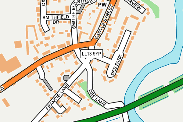 LL13 9YP map - OS OpenMap – Local (Ordnance Survey)