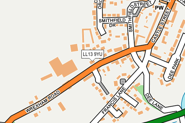 LL13 9YU map - OS OpenMap – Local (Ordnance Survey)