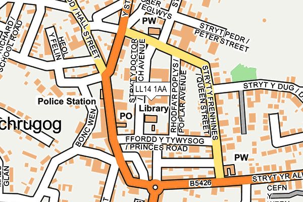 LL14 1AA map - OS OpenMap – Local (Ordnance Survey)