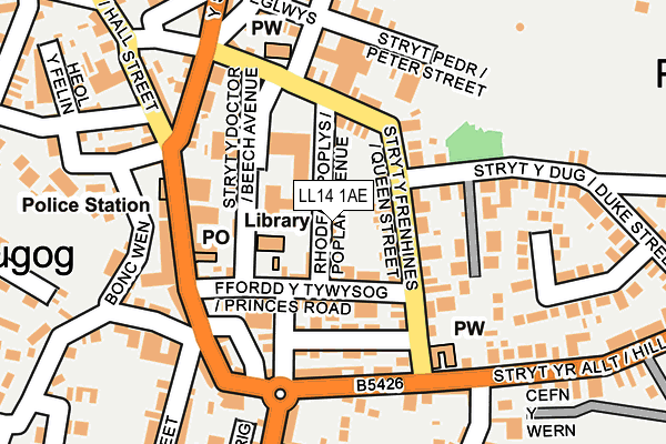 LL14 1AE map - OS OpenMap – Local (Ordnance Survey)