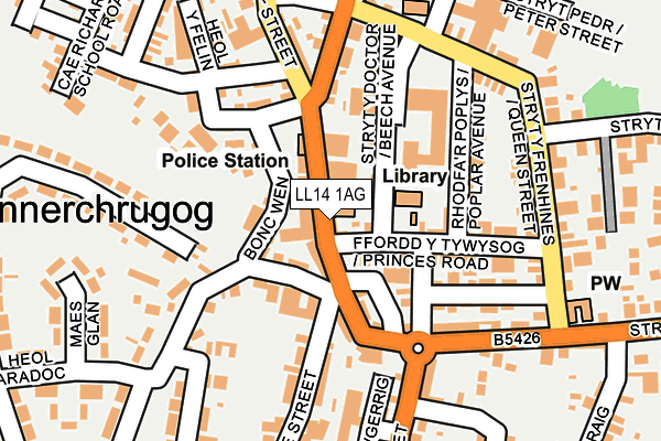 LL14 1AG map - OS OpenMap – Local (Ordnance Survey)