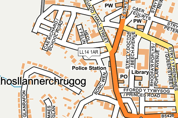 LL14 1AR map - OS OpenMap – Local (Ordnance Survey)