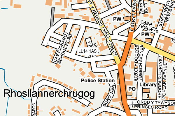 LL14 1AS map - OS OpenMap – Local (Ordnance Survey)