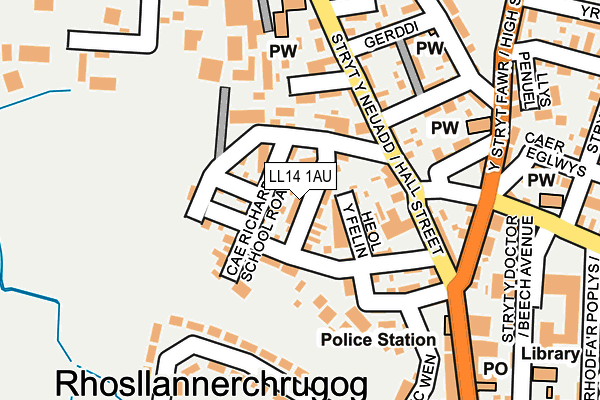 LL14 1AU map - OS OpenMap – Local (Ordnance Survey)