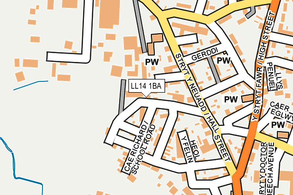 LL14 1BA map - OS OpenMap – Local (Ordnance Survey)