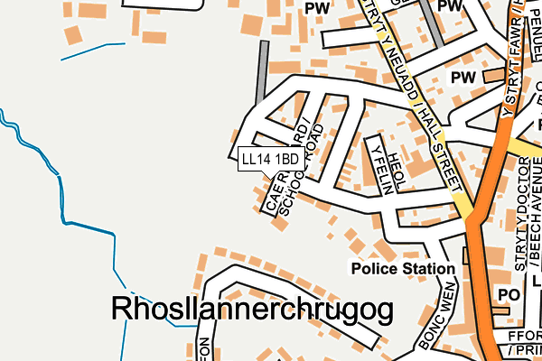 LL14 1BD map - OS OpenMap – Local (Ordnance Survey)