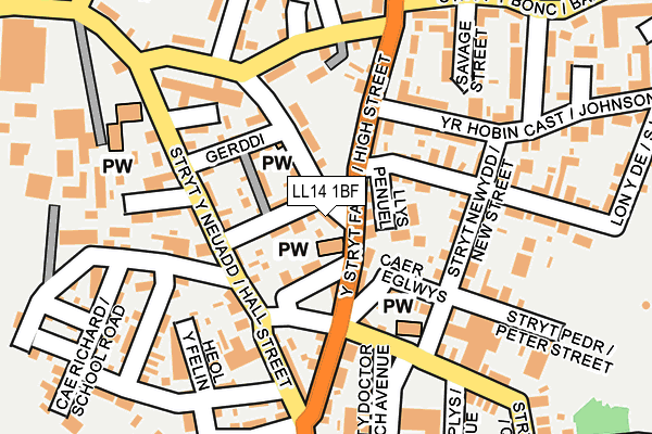 LL14 1BF map - OS OpenMap – Local (Ordnance Survey)