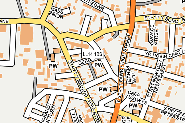 LL14 1BS map - OS OpenMap – Local (Ordnance Survey)