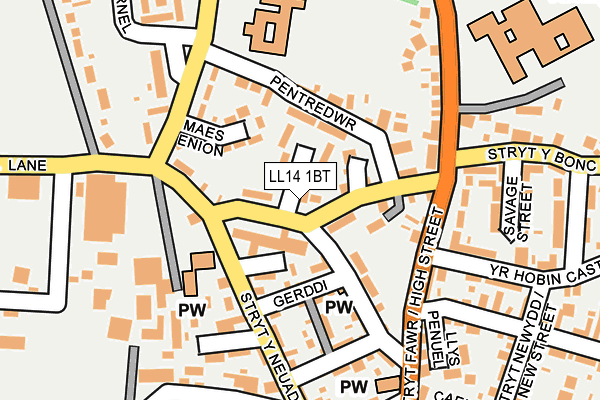 LL14 1BT map - OS OpenMap – Local (Ordnance Survey)