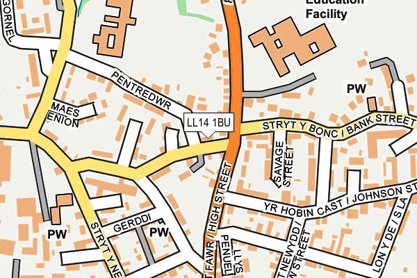 LL14 1BU map - OS OpenMap – Local (Ordnance Survey)