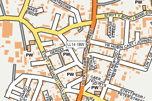 LL14 1BW map - OS OpenMap – Local (Ordnance Survey)