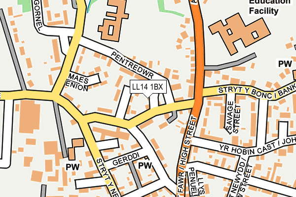 LL14 1BX map - OS OpenMap – Local (Ordnance Survey)