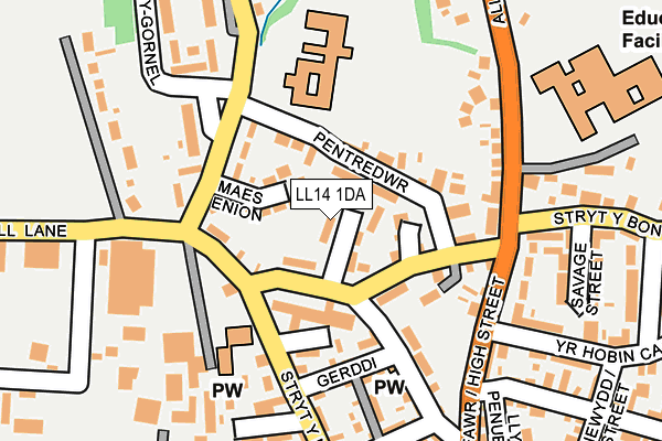 LL14 1DA map - OS OpenMap – Local (Ordnance Survey)
