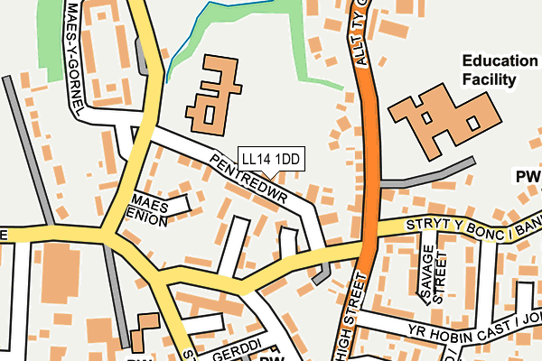 LL14 1DD map - OS OpenMap – Local (Ordnance Survey)