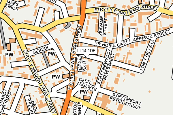 LL14 1DE map - OS OpenMap – Local (Ordnance Survey)