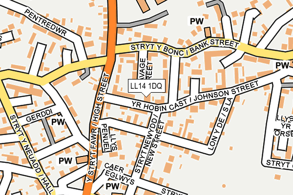 LL14 1DQ map - OS OpenMap – Local (Ordnance Survey)