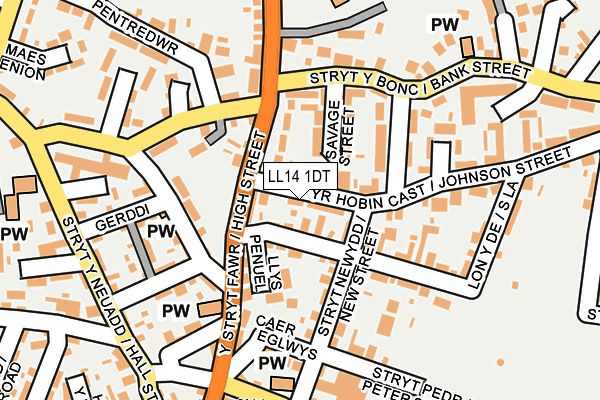 LL14 1DT map - OS OpenMap – Local (Ordnance Survey)