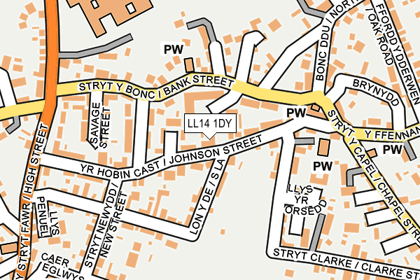 LL14 1DY map - OS OpenMap – Local (Ordnance Survey)