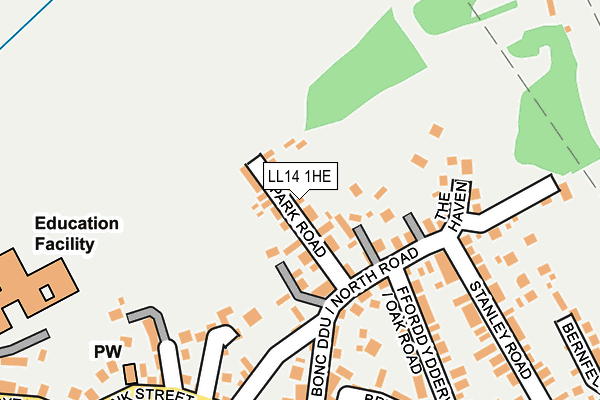 LL14 1HE map - OS OpenMap – Local (Ordnance Survey)