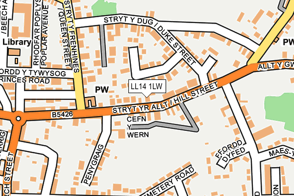 LL14 1LW map - OS OpenMap – Local (Ordnance Survey)