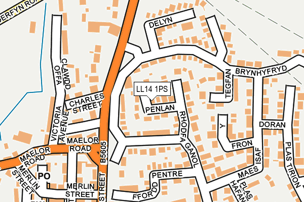 LL14 1PS map - OS OpenMap – Local (Ordnance Survey)