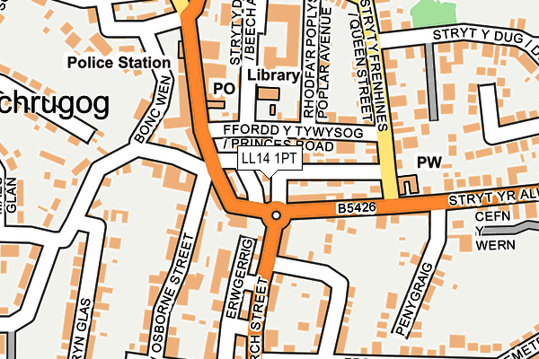 LL14 1PT map - OS OpenMap – Local (Ordnance Survey)