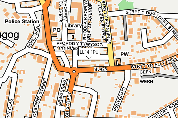 LL14 1PU map - OS OpenMap – Local (Ordnance Survey)