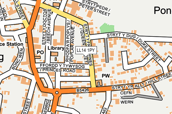 LL14 1PY map - OS OpenMap – Local (Ordnance Survey)