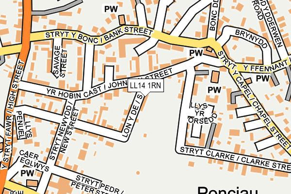LL14 1RN map - OS OpenMap – Local (Ordnance Survey)