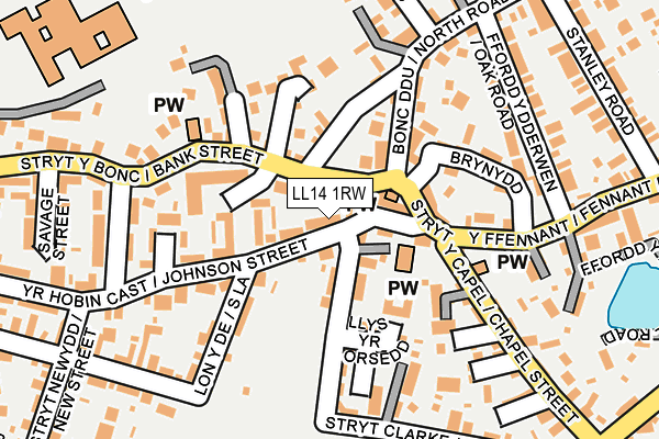 LL14 1RW map - OS OpenMap – Local (Ordnance Survey)