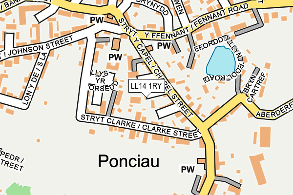 LL14 1RY map - OS OpenMap – Local (Ordnance Survey)
