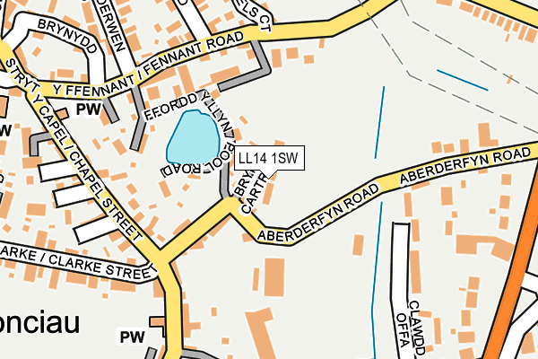 LL14 1SW map - OS OpenMap – Local (Ordnance Survey)